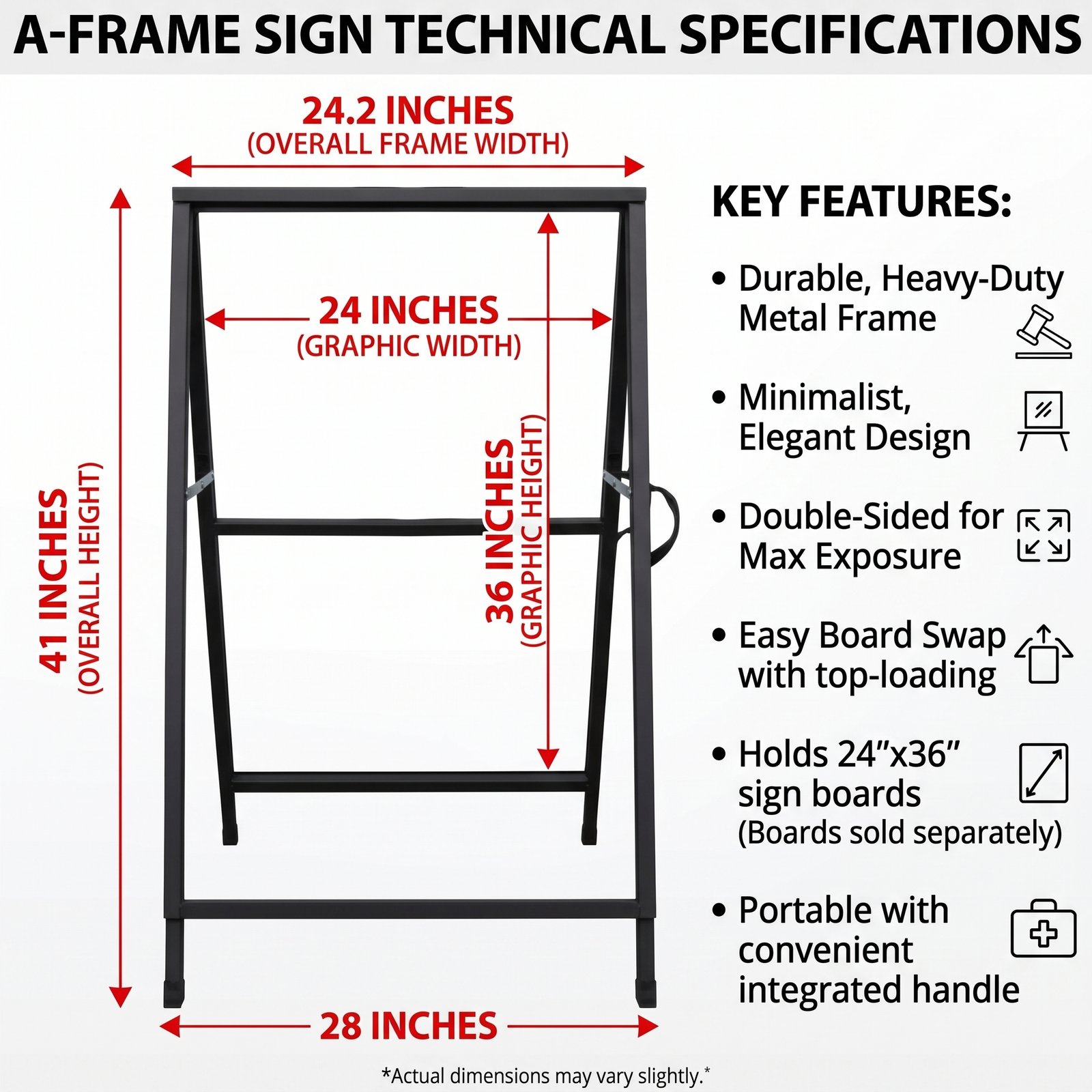 A Frame Sign 24x36In Double-Sided Black Metal Slide-in Folding